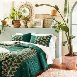 Full/Queen Printed Comforter & Sham Set Teal - Opalhouse⢠Designed With Jungalowā¢