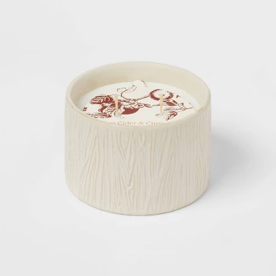Textured Straight Side Ceramic Warm Cider & Cinnamon Candle White - Threshold⢠- Image 6