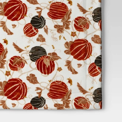 Pumpkin Printed Plush With Shearling Reverse Throw Blanket - Threshold⢠- Image 3