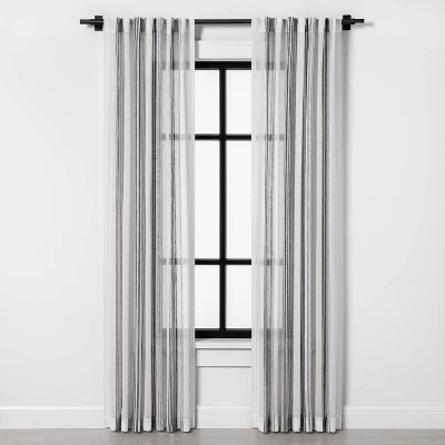 Vertical Stripe Curtain Sheer Gray/Cream - Hearth & Hand⢠With Magnolia
