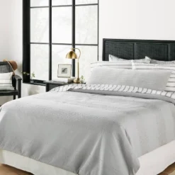 16"x42" Slub Center Stripe Oversized Lumbar Bed Pillow - Hearth & Hand⢠With Magnolia