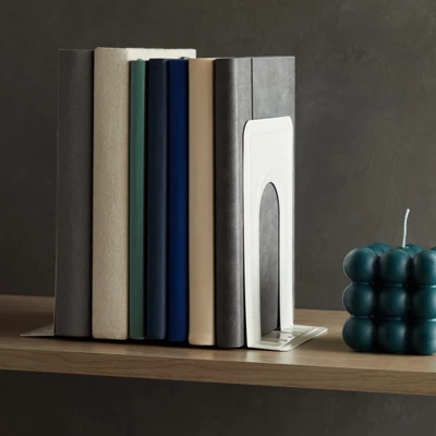 Juvale 12 Pack Metal Bookends For Shelves, Heavy Duty White Book Stoppers For Library, Living Room, Or Office (5x6.6x 5.8 In) - Image 2