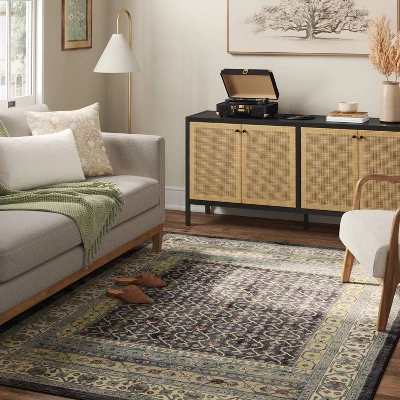 Distressed Geometric Tufted Area Rug Green - Thresholdâ˘