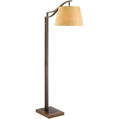 Franklin Iron Works Tahoe Rustic Industrial Downbridge Arc Floor Lamp 60" Tall Bronze Metal Faux Leather Empire Shade For Living Room Reading Bedroom - Image 5