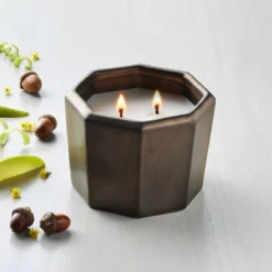 Octagonal Ceramic Autumn Cider Fall Jar Candle Metallic Bronze - Hearth & Hand⢠With Magnolia