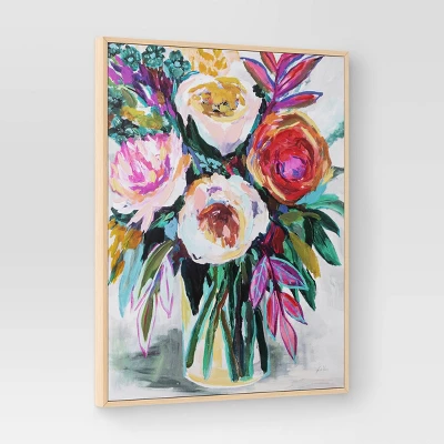 24" X 30" Colorful Floral Framed Canvas Natural - Threshold⢠- Image 2