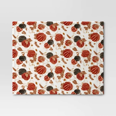 Pumpkin Printed Plush With Shearling Reverse Throw Blanket - Threshold⢠- Image 2