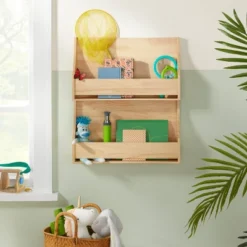 2 Tier Wood Kids' Book Shelf Natural - Pillowfortâ˘