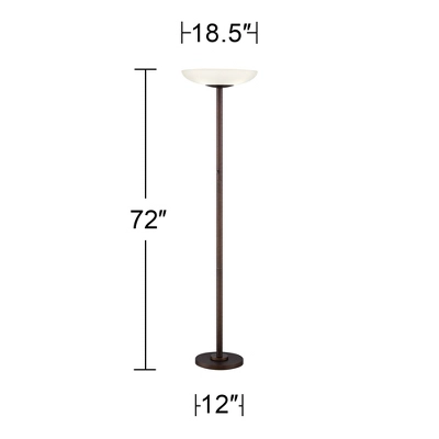 Possini Euro Design Meridian Light Blaster Modern Torchiere Floor Lamp 72" Tall Oil Rubbed Bronze LED Frosted Glass Shade For Living Room Bedroom Home - Image 4
