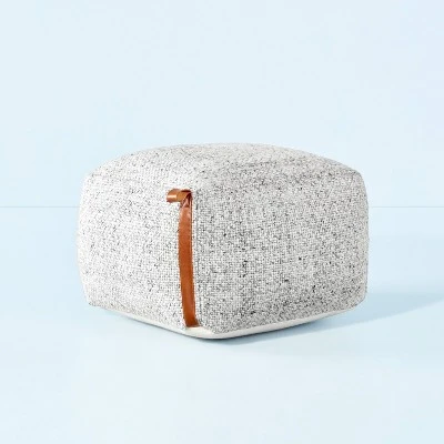 Hand-Woven Pouf Ottoman With Leather Trim - Hearth & Hand™ With Magnolia - Image 6