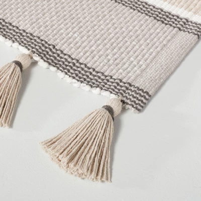 24"x60" Color Block Stripe Tassels Bath Rug Neutral Taupe - Hearth & Hand⢠With Magnolia - Image 2