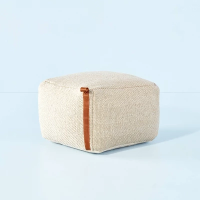 Hand-Woven Pouf Ottoman With Leather Trim - Hearth & Hand™ With Magnolia - Image 5