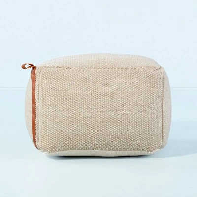 Hand-Woven Pouf Ottoman With Leather Trim - Hearth & Hand™ With Magnolia - Image 2