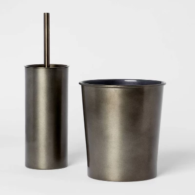 Aluminum Toilet Brush And Holder Set With Aged Metal Finish Gray - Threshold⢠- Image 3