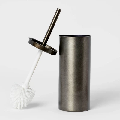 Aluminum Toilet Brush And Holder Set With Aged Metal Finish Gray - Threshold⢠- Image 2
