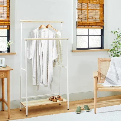Two-Tier Metal & Wood Garment Rack Cream/Beige - Hearth & Hand⢠With Magnolia