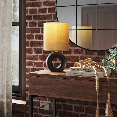 Abstract Ceramic Mini Table Lamp Black - Thresholdâ˘
