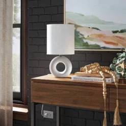 Abstract Ceramic Mini Table Lamp White - Thresholdâ˘