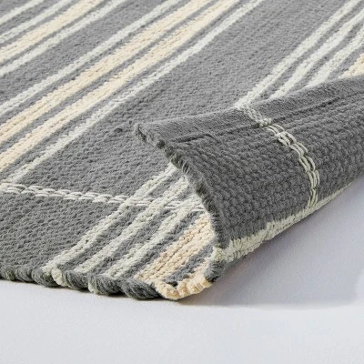 Wool Blend Variegated Stripe Area Rug Dark Gray - Hearth & Hand⢠With Magnolia - Image 3
