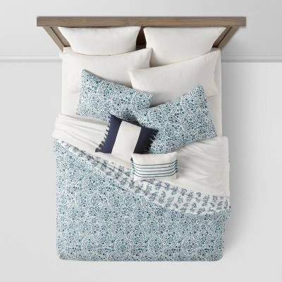 12pc Reversible Paisley Print Comforter & Sheets Set Blue/Dark Teal Blue - Threshold⢠- Image 2