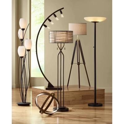 Possini Euro Design Meridian Light Blaster Modern Torchiere Floor Lamp 72" Tall Oil Rubbed Bronze LED Frosted Glass Shade For Living Room Bedroom Home - Image 5