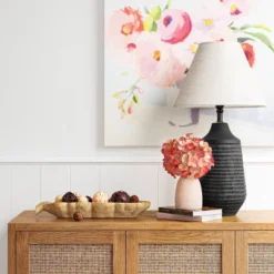 Large Textured Ceramic Lamp Base Black - Thresholdâ˘