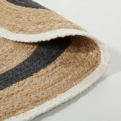 Round 5' Bold Stripe Braided Jute Area Rug Black/Tan/Cream - Hearth & Hand⢠With Magnolia - Image 3