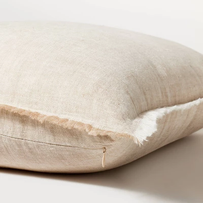 Oversized Reversible Linen Square Throw Pillow With Frayed Edges - Threshold⢠Designed With Studio McGee - Image 3