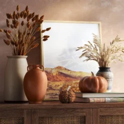 Grass Arrangement In Ceramic Pot Black - Thresholdâ˘