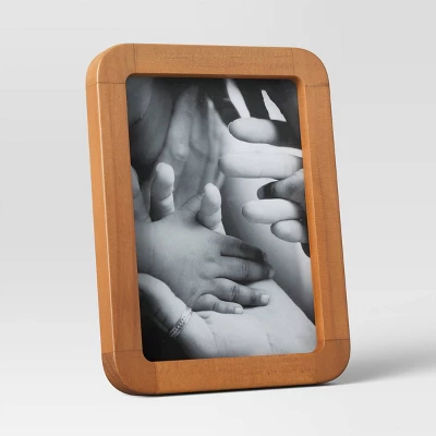 Rounded Corner Medium Wood Single Image Table Frame Brown - Threshold⢠- Image 5