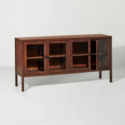Wood & Glass 4-Door Sideboard Buffet Cabinet - Brown - Hearth & Hand⢠With Magnolia - Image 3
