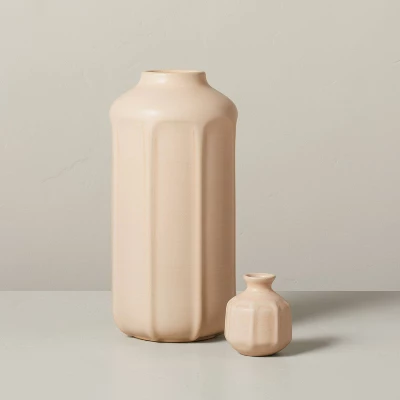 13" Faceted Ceramic Vase Sunset Taupe - Hearth & Hand⢠With Magnolia - Image 2