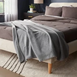 60"x80" Ribbed Faux Wool Bed Throw Blanket - Thresholdâ˘