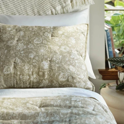 Standard Floral Print Trad Cotton Voile Lofty Quilt Sham Green - Threshold⢠- Image 4