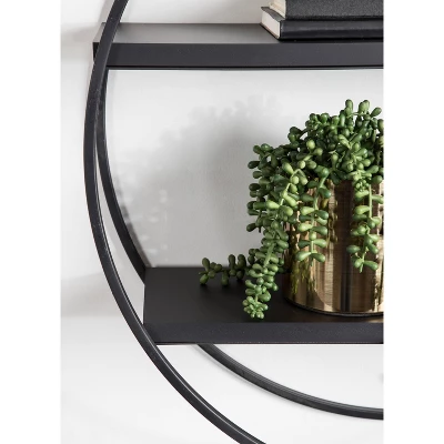 24" Diameter Sequoia Wood And Metal Round Wall Shelf - Kate & Laurel All Things Decor - Image 7