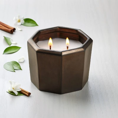 Octagonal Ceramic Harvest Spice Fall Jar Candle Metallic Bronze - Hearth & Hand⢠With Magnolia