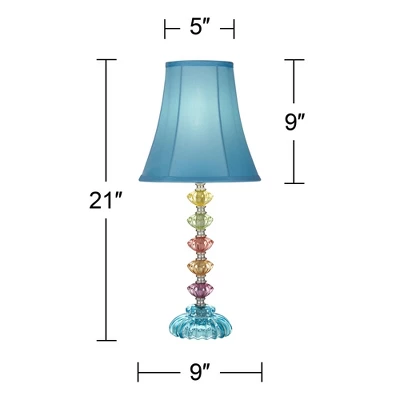 360 Lighting Bohemian Country Cottage Accent Table Lamp 21" High Teal Blue Stacked Glass For Bedroom Living Room Bedside Nightstand Office Kids Family - Image 5