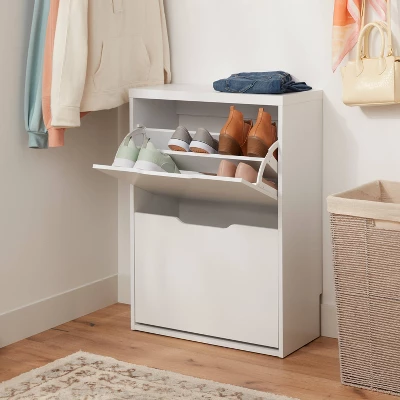 Laminate Pivot Open Shoe Cabinet White - Brightroomâ˘