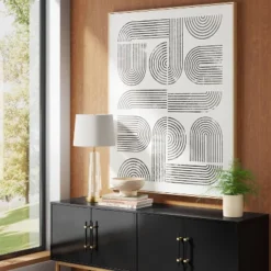 45" X 55" Line Art I Framed Kraft Wall Canvas - Thresholdā¢