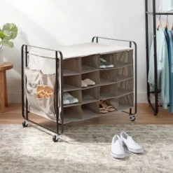 4 Tier Rolling Cubby Shoe Rack Gray - Brightroomâ˘