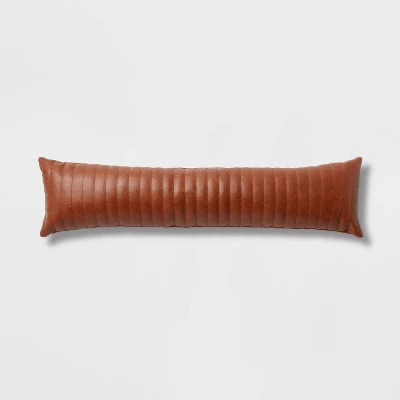 Lumbar Faux Leather Channel Stitch Decorative Throw Pillow - Threshold⢠- Image 4