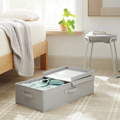 Underbed Fabric Bin With Lid Light Gray - Brightroomâ˘