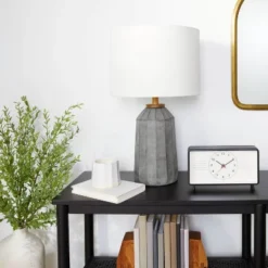 Carved Ceramic Table Lamp Dark Gray (Includes LED Light Bulb) - Hearth & Hand⢠With Magnolia