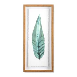 (Set Of 3) 28"x12" Framed Leaves Decorative Wall Art White - Thresholdâ˘