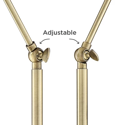 Possini Euro Design Sentry Modern Mid Century Desk Lamp 23" High Black Brass With USB Charging Port LED Adjustable Cone Shade For Bedroom Living Room - Image 3