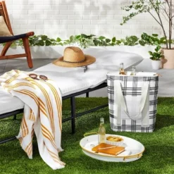 Soft-Sided 20can/19qt Plaid Backpack Cooler - Black/Gray/White - Hearth & Hand⢠With Magnolia