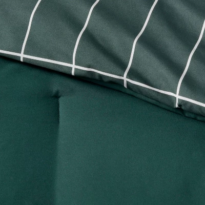 Grid Print Microfiber Reversible Comforter & Sheet Set Dark Green - Room Essentials⢠- Image 5