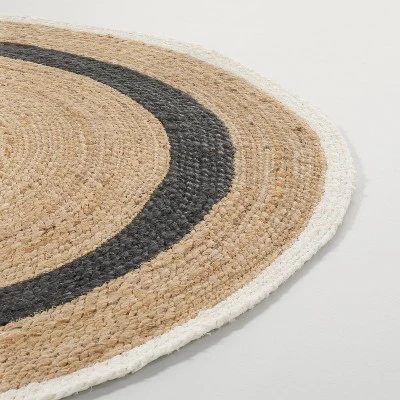 Round 5' Bold Stripe Braided Jute Area Rug Black/Tan/Cream - Hearth & Hand⢠With Magnolia - Image 2