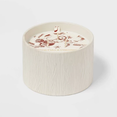 Textured Straight Side Ceramic Warm Cider & Cinnamon Candle White - Threshold⢠- Image 5