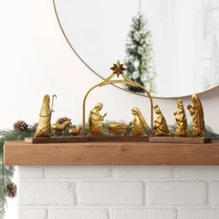 3pc Metal Christmas Nativity Scene Figurine Set - Wondershop⢠Gold